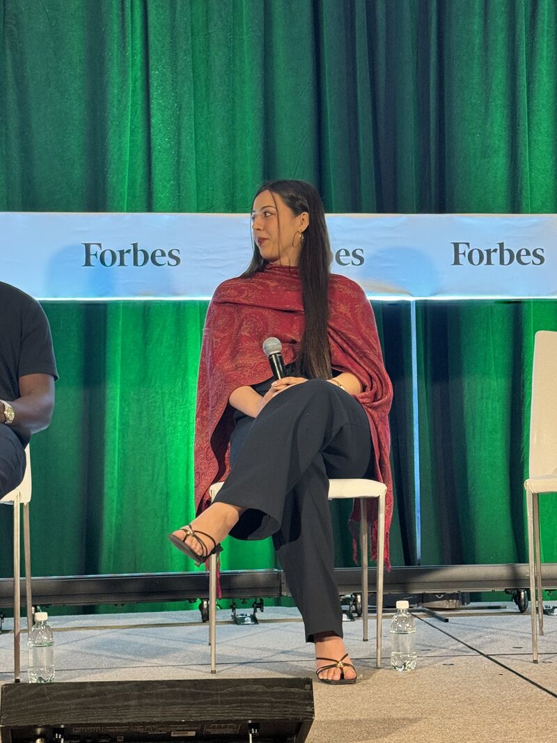 Maya Nazareth speaking at Forbes 30 Under 30 Summit
